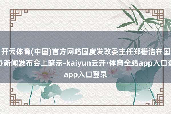 开云体育(中国)官方网站国度发改委主任郑栅洁在国新办新闻发布会上暗示-kaiyun云开·体育全站app入口登录